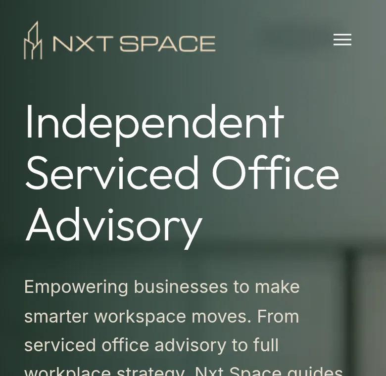 NXT SPACE homepage on a phone